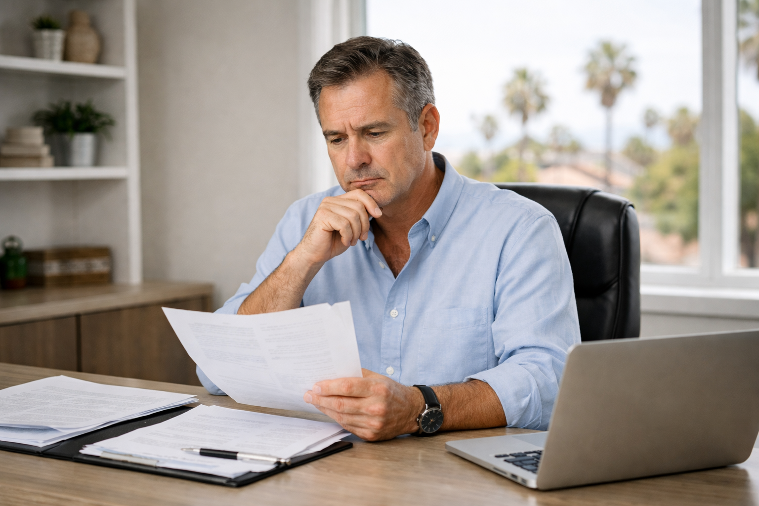 A San Diego rental owner reviewing incomplete records, an early indicator of documentation gaps in property management.